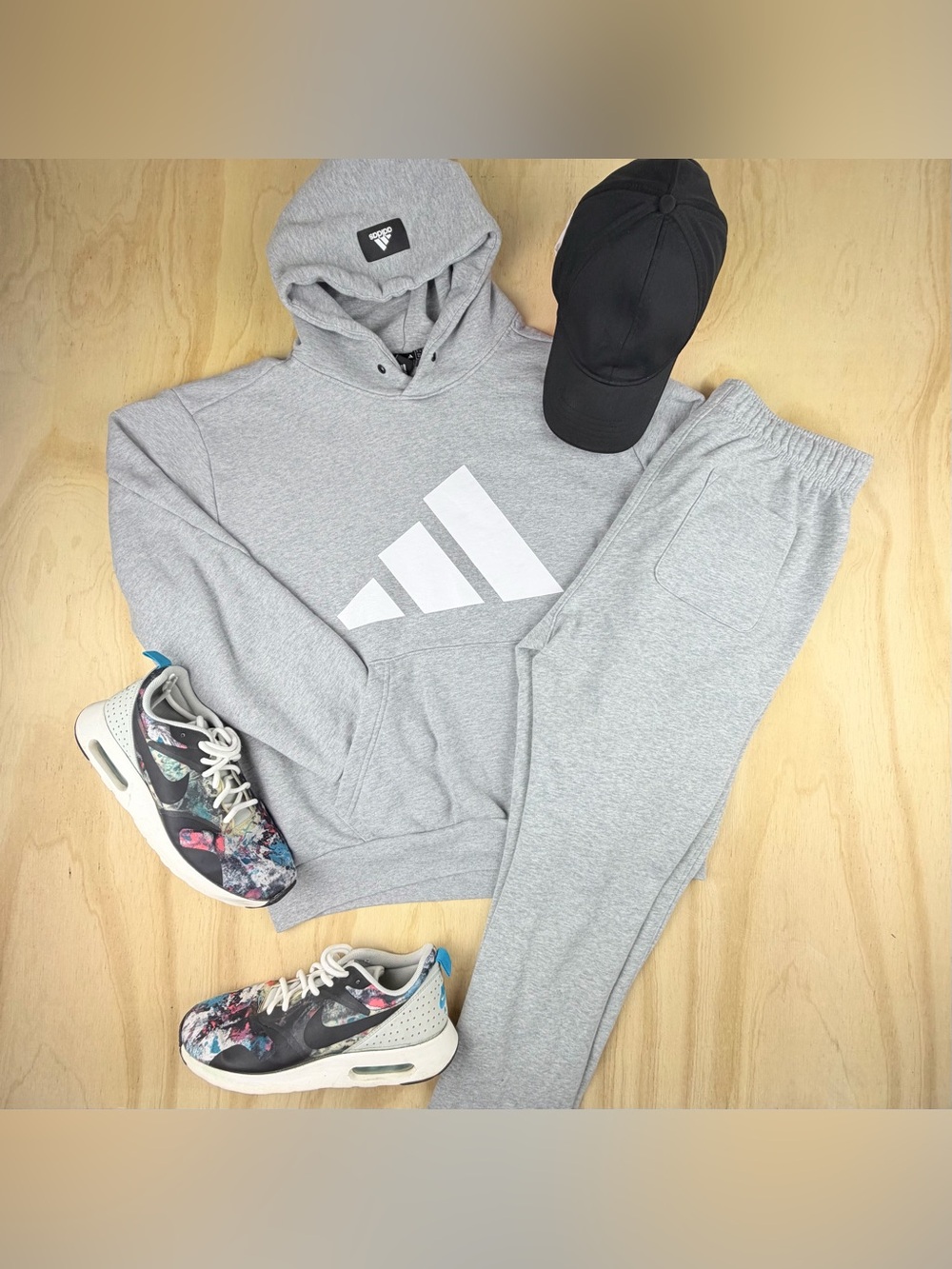 Adidas Gray Primegreen Big Logo Pullover Hoodie Sweatshirt XL